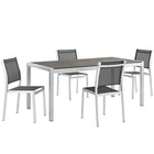 Modway Shore 5 Piece Outdoor Patio Aluminum Dining Set  