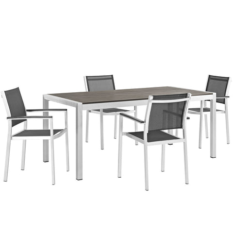 Modway Shore 5 Piece Outdoor Patio Aluminum Dining Set EEI-2483