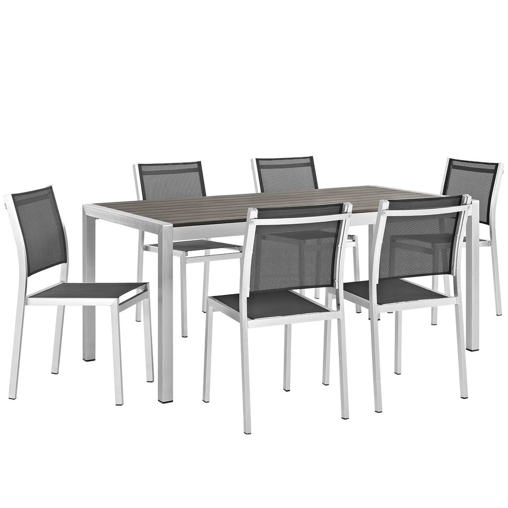 Modway Shore 7 Piece Outdoor Patio Aluminum Dining Set  