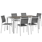 Modway Shore 7 Piece Outdoor Patio Aluminum Dining Set  