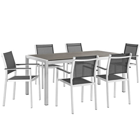 Modway Shore 7 Piece Outdoor Patio Aluminum Dining Set EEI-2486