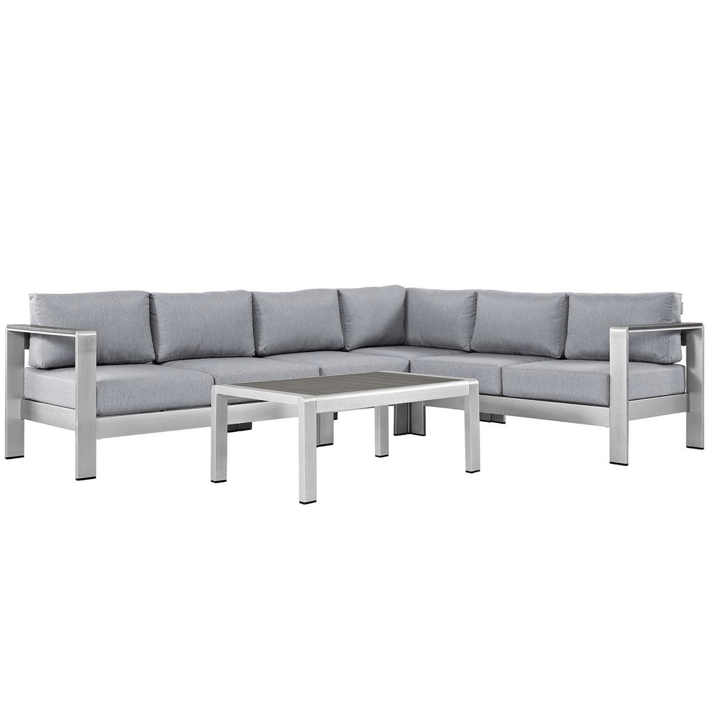 Modway Shore 5 Piece Outdoor Patio Aluminum Sectional Sofa Set  