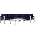 Modway Shore 5 Piece Outdoor Patio Aluminum Sectional Sofa Set  