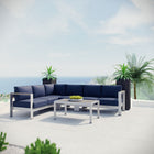 Modway Shore 5 Piece Outdoor Patio Aluminum Sectional Sofa Set EEI-2557