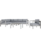 Modway Shore 6 Piece Outdoor Patio Aluminum Sectional Sofa Set  