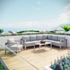 Modway Shore 6 Piece Outdoor Patio Aluminum Sectional Sofa Set EEI-2558