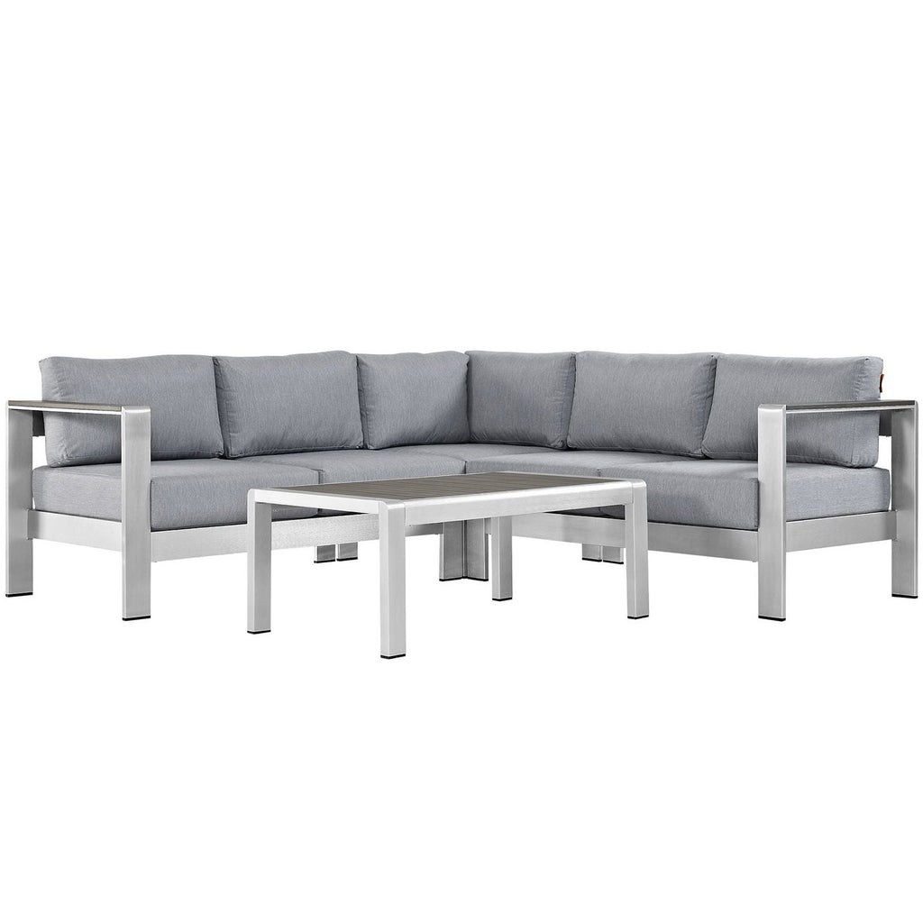 Modway Shore 4 Piece Outdoor Patio Aluminum Sectional Sofa Set  