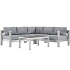 Modway Shore 4 Piece Outdoor Patio Aluminum Sectional Sofa Set  