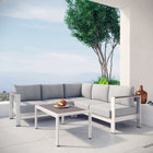 Modway Shore 4 Piece Outdoor Patio Aluminum Sectional Sofa Set EEI-2559