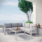 Modway Shore 4 Piece Outdoor Patio Aluminum Sectional Sofa Set EEI-2559