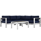 Modway Shore 4 Piece Outdoor Patio Aluminum Sectional Sofa Set  
