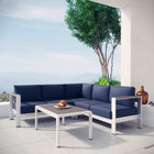 Modway Shore 4 Piece Outdoor Patio Aluminum Sectional Sofa Set EEI-2559