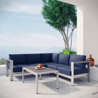 Modway Shore 4 Piece Outdoor Patio Aluminum Sectional Sofa Set EEI-2559