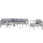 Modway Shore 5 Piece Outdoor Patio Aluminum Sectional Sofa Set EEI-2560