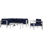 Modway Shore 5 Piece Outdoor Patio Aluminum Sectional Sofa Set EEI-2560