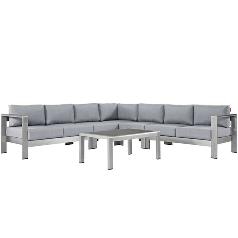 Modway Shore 6 Piece Outdoor Patio Aluminum Sectional Sofa Set EEI-2561