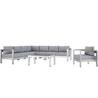 Modway Shore 7 Piece Outdoor Patio Aluminum Sectional Sofa Set  