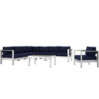 Modway Shore 7 Piece Outdoor Patio Aluminum Sectional Sofa Set  