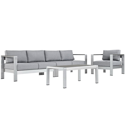 Modway Shore 4 Piece Outdoor Patio Aluminum Sectional Sofa Set EEI-2563