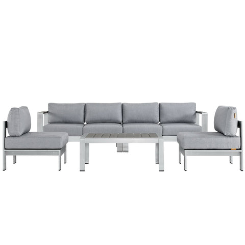 Modway Shore 5 Piece Outdoor Patio Aluminum Sectional Sofa Set EEI-2564