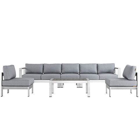 Modway Shore 6 Piece Outdoor Patio Aluminum Sectional Sofa Set EEI-2565