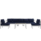 Modway Shore 6 Piece Outdoor Patio Aluminum Sectional Sofa Set EEI-2565