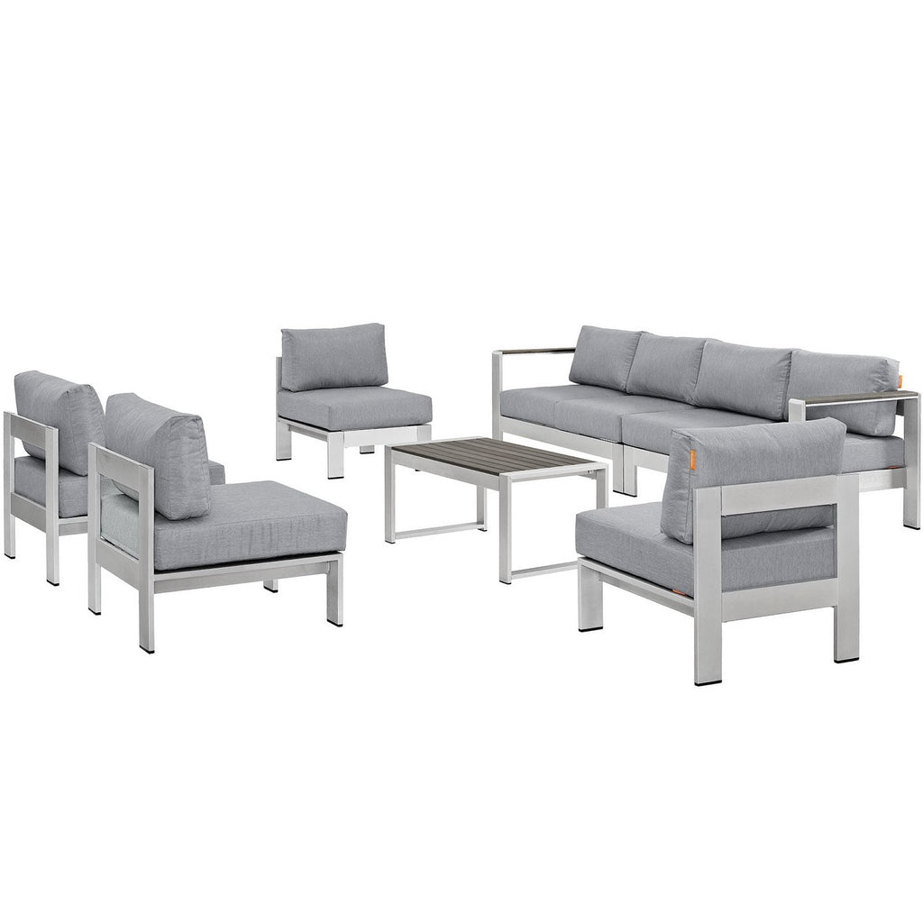 Modway Shore 7 Piece Outdoor Patio Sectional Sofa Set  
