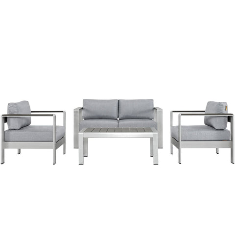 Modway Shore 4 Piece Outdoor Patio Aluminum Sectional Sofa Set EEI-2567
