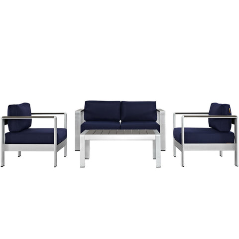 Modway Shore 4 Piece Outdoor Patio Aluminum Sectional Sofa Set EEI-2568