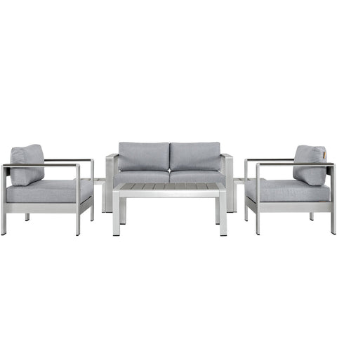 Modway Shore 6 Piece Outdoor Patio Aluminum Sectional Sofa Set EEI-2568