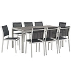 Modway Shore 9 Piece Outdoor Patio Aluminum Dining Set  