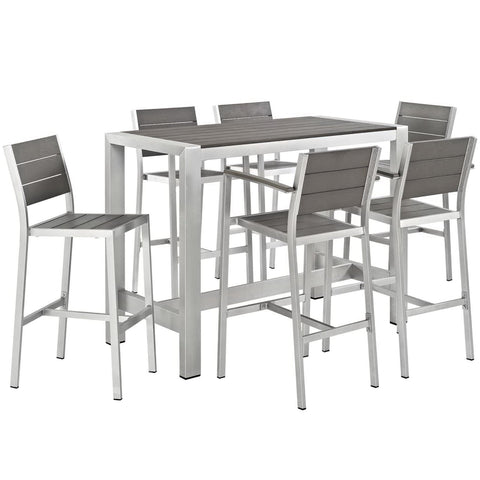 Modway Shore 7 Piece Outdoor Patio Aluminum Dining Set EEI-2587