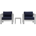 Modway Shore 3 Piece Outdoor Patio Aluminum Set