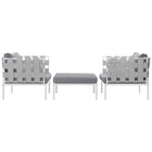 Modway Harmony 3 Piece Outdoor Patio Aluminum Sectional Sofa Set