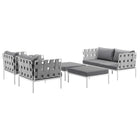Modway Harmony 5 Piece Outdoor Patio Aluminum Sectional Sofa Set