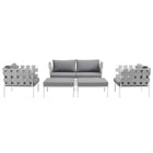 Modway Harmony 5 Piece Outdoor Patio Aluminum Sectional Sofa Set
