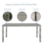 Modway Aura 68" Outdoor Patio Wicker Rattan Dining Table