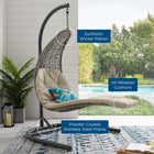 Modway Landscape Hanging Chaise Lounge Outdoor Patio Swing Chair - with Stand