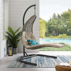 Modway Landscape Hanging Chaise Lounge Outdoor Patio Swing Chair - with Stand