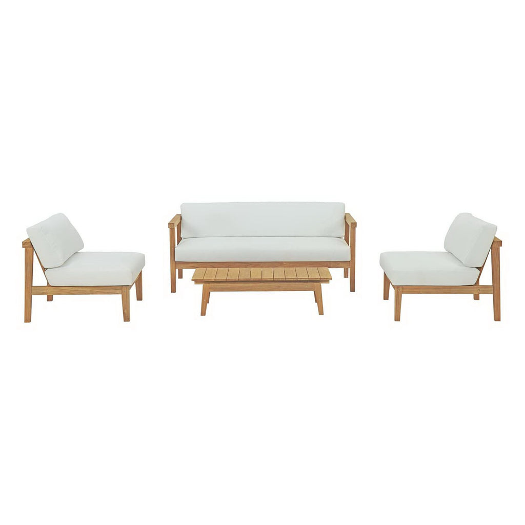 Modway Bayport 4 Piece Outdoor Patio Teak Set  