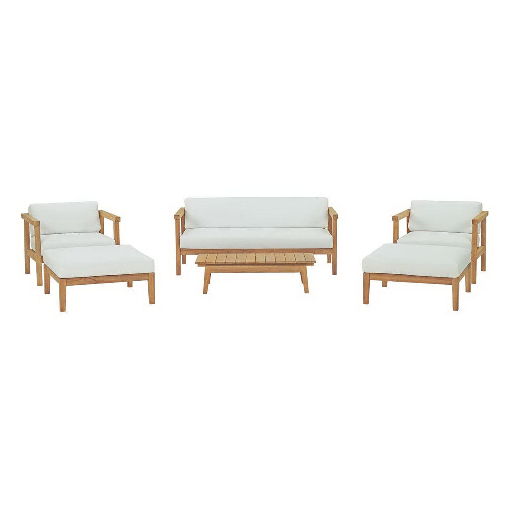 Modway Bayport 6 Piece Outdoor Patio Teak Set  