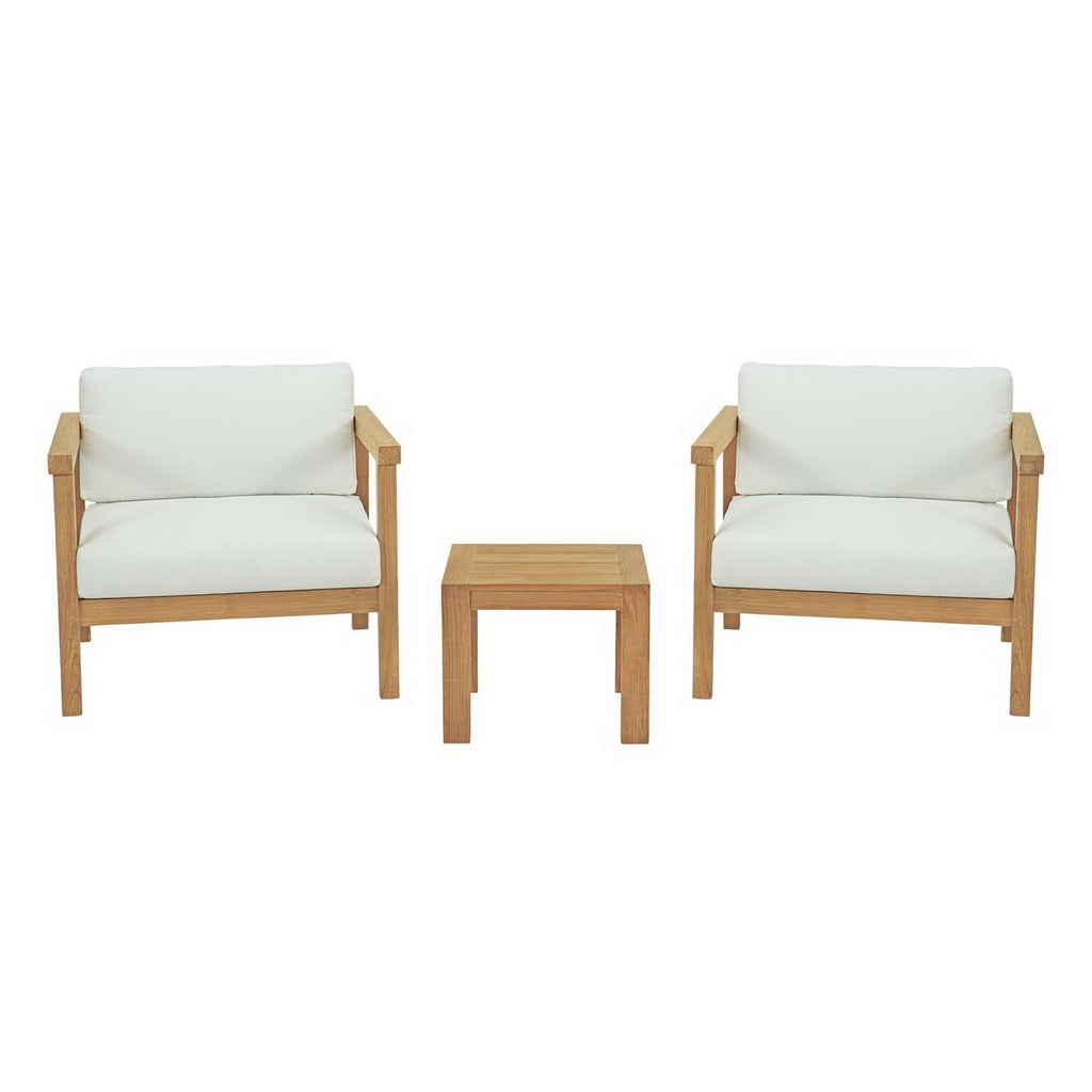 Modway Bayport 3 Piece Outdoor Patio Teak Set  