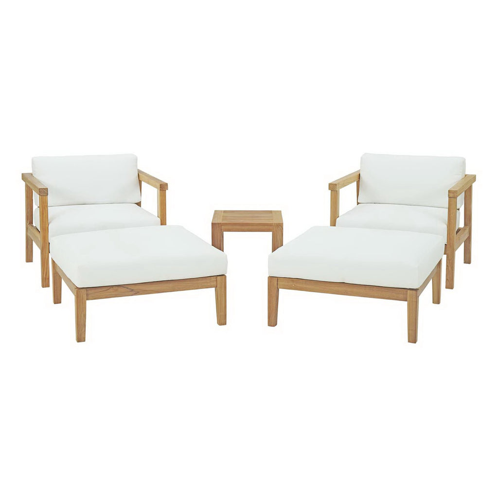 Modway Bayport 5 Piece Outdoor Patio Teak Set  