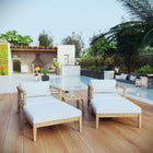 Modway Bayport 5 Piece Outdoor Patio Teak Set EEI-3113
