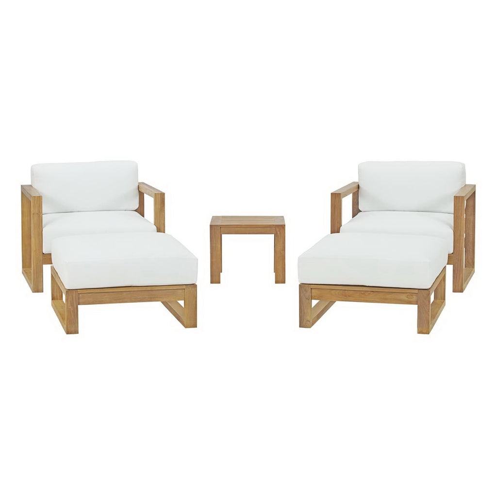 Modway Upland 5 Piece Outdoor Patio Teak Set  