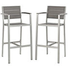Modway Shore Outdoor Patio Aluminum Bar Stool Set of 2  