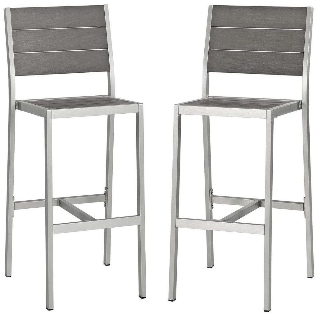 Modway Shore Outdoor Patio Aluminum Armless Bar Stool Set of 2  