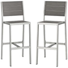 Modway Shore Outdoor Patio Aluminum Armless Bar Stool Set of 2  