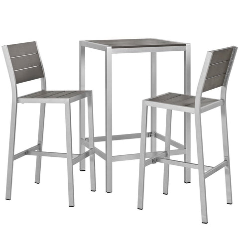 Modway Shore 3 Piece Outdoor Patio Aluminum Pub Set  EEI-3158