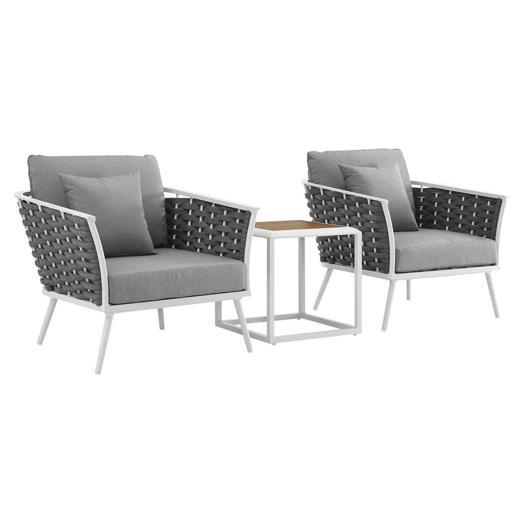 Modway Stance 3 Piece Outdoor Patio Aluminum Sectional Sofa Set  